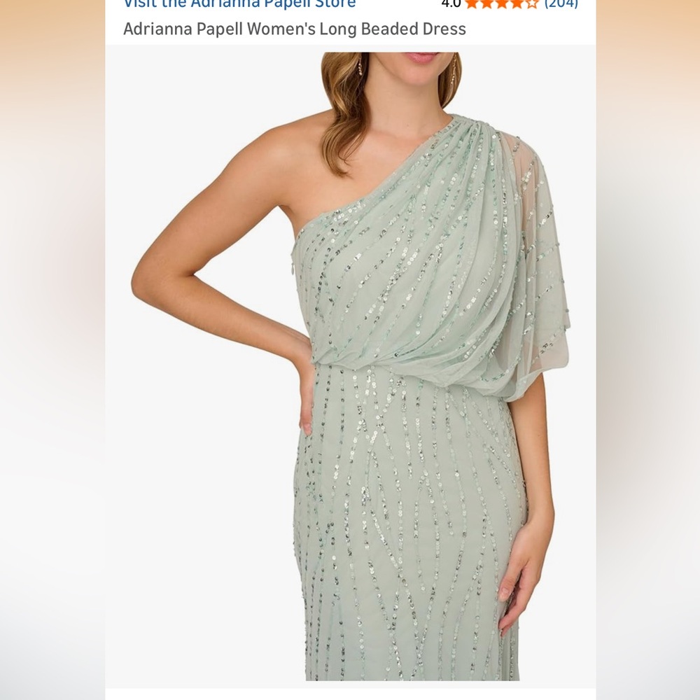 NWT Adrianna Papell Women's Long Beaded Sequin Formal Green Dress size 8 - Picture 4 of 12
